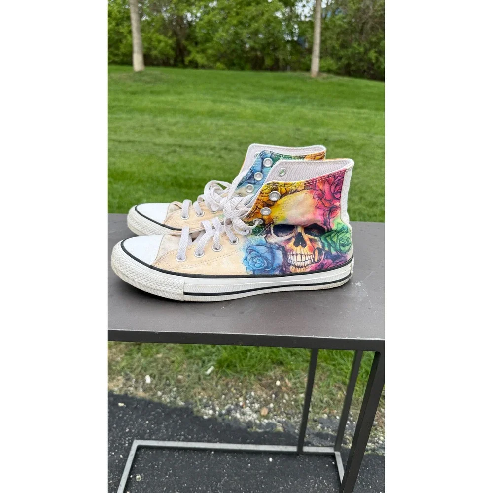 Converse Chuck Taylor All Star Sugar Skull Rose High  Sneakers 169106F Mens 6.5 - Picture 2 of 13